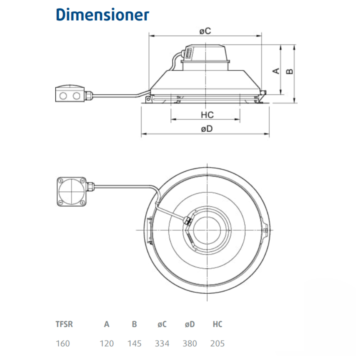 Takfläkt TFSR 160 Röd