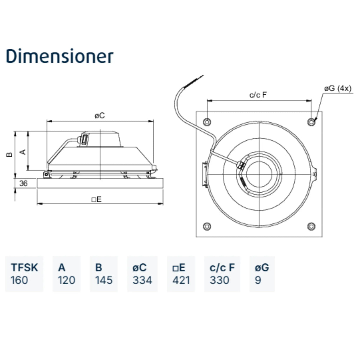 Takfläkt TFSK 160 SILEO Röd