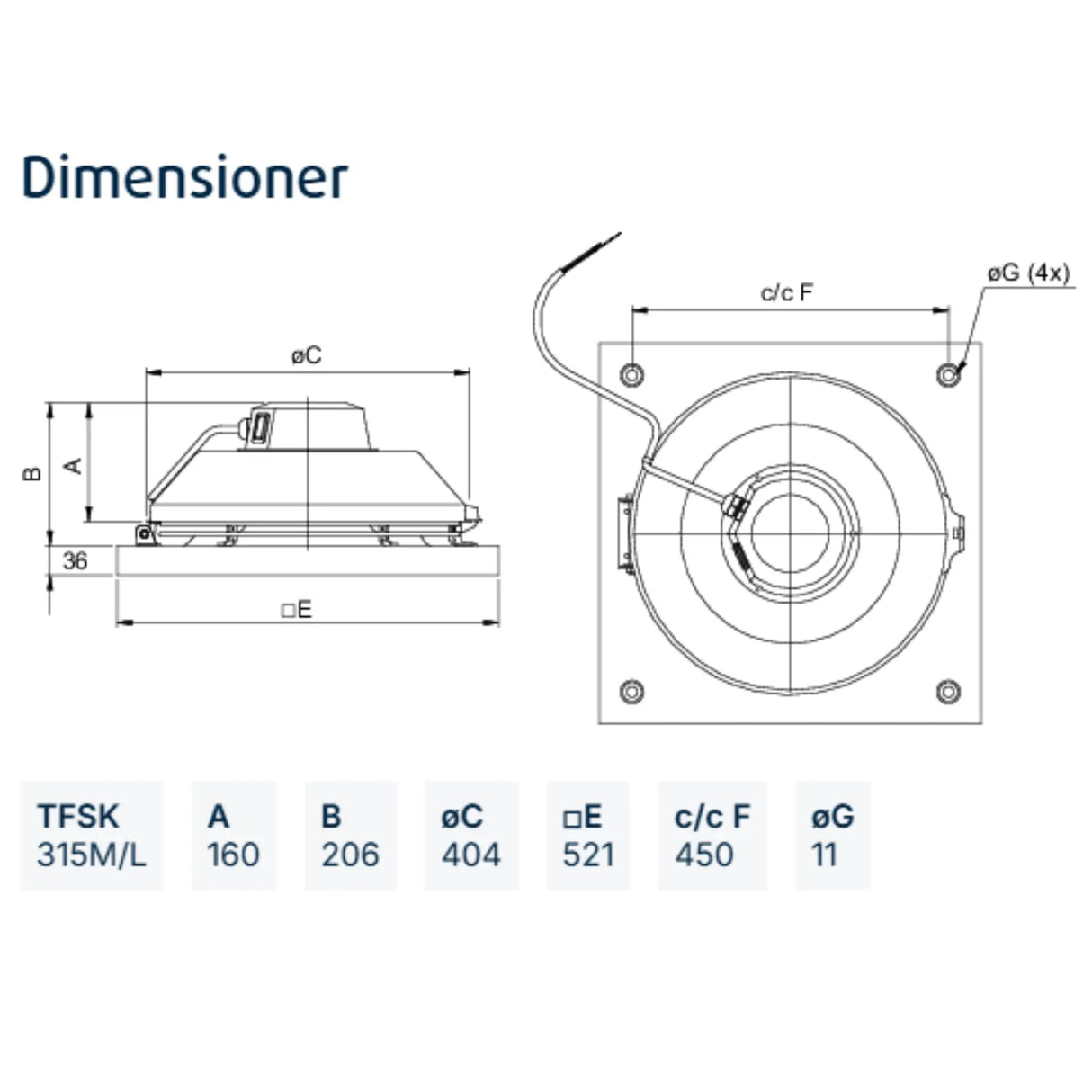 Takfläkt TFSK 315 Röd
