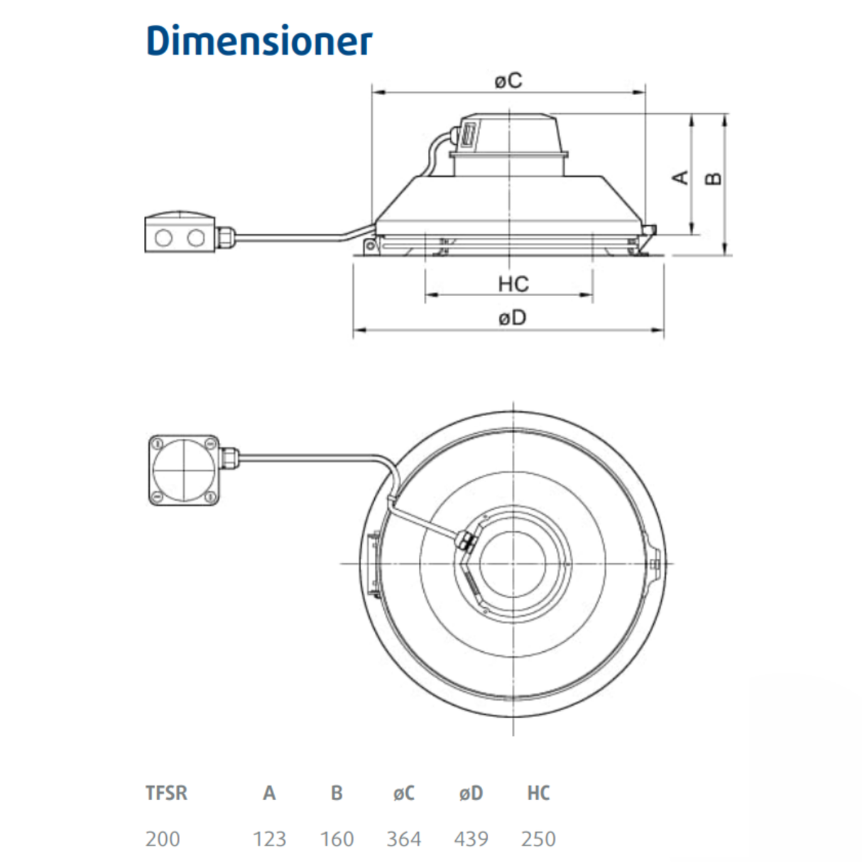 Takfläkt TFSR 200 Röd
