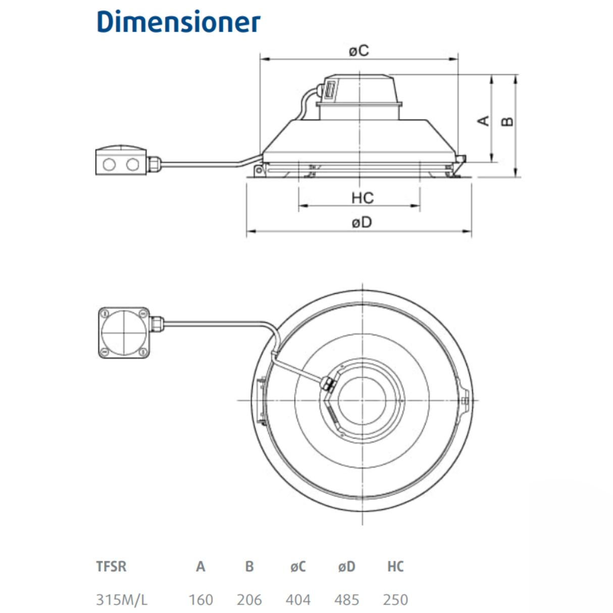 Takfläkt TFSR 315 Röd